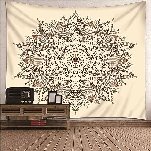 Aotiwe Wandvorhang Outdoor, Boho Wandbehang Tuch Blumenmotiv Blütenmuster Khaki Tuch Wand aus Polyester Aesthetic Room Decor 150x130cm