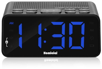 Homicial Digital Alarm Clock Radio with AM/FM Radio, Multi-Colors 1.4” LED Digits, Preset, Sleep Timer and Clear Display with Dimmer for Bedroom Bedside, Battery/Plug-in Powered