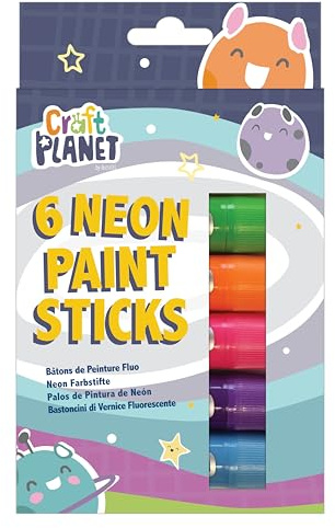 Craft Planet Lot de 6 stylos de peinture néon lavables pour enfants dans des couleurs fluo – Option de peinture parfaite pour les enfants, les tout-petits, les bébés, pour la peinture au doigt,