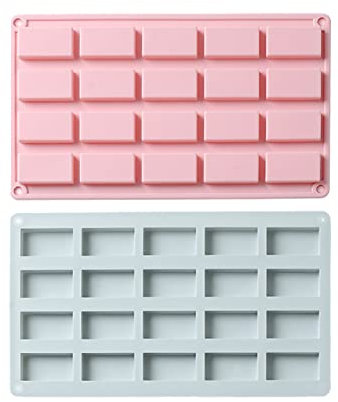 Moldes Tartas Silicona 2 Piezas De 20 Piezas De Moldes Rectangulares De Silicona A Cuadros Para Pasteles, Pudines De Gelatina, Galletas, Moldes De Chocolate, Cubitos De Hielo