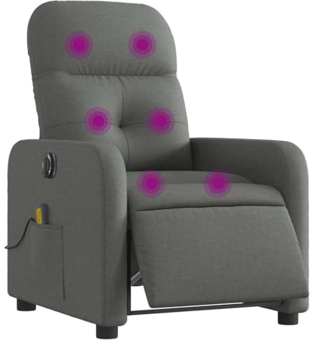 vidaXL Elektrisk massagefåtölj mörkgrå tyg, fåtölj, fåtölj med uppresningshjälp, reclinerstol, fåtöljer, fåtöljer med uppresningshjälp, reclinerstolar