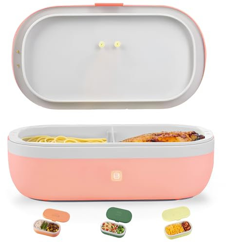 UVI, The - Lonchera calentadora de alimentos autocalentable y limpia, calentador de alimentos portátil para viajes de trabajo, lonchera eléctrica para adultos, hombres y mujeres, salmón