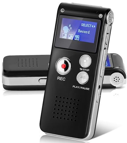 Helterfolg 16GB Registratore Vocale Digitale, Registratore Audio Piccolo Portatile, Mini Registratore Vocale Ricaricabile Tramite USB, con Audio digitale Multifunzionale e Riproduzione MP3 (Nero)