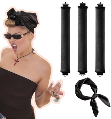 Nayyana 3 Stück hitzefreier Lockenwickler zum Schlafen – über Nacht hitzefreie Locken Blowout Rods Stirnband No Heat Curling Set, Jumbo Rods Lockenwickler Blowout Look für langes Haar