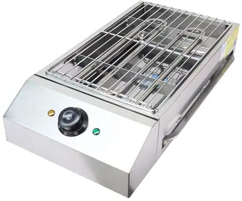guoyjmm Barbecue Electrique de Table, Barbecue électrique Portable sans fumée,Barbecue d’intérieur ou extérieur,Gril en Acier Inoxydable,Température réglable 50-300℃