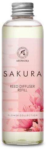 Raumduft Nachfüllflasche Sakura 200ml – Raumerfrischer – Blumig und Langanhaltender Raumduft – Aroma Diffuser – Aromatherapie – Raumbeduftung - Reed Diffuser Refill