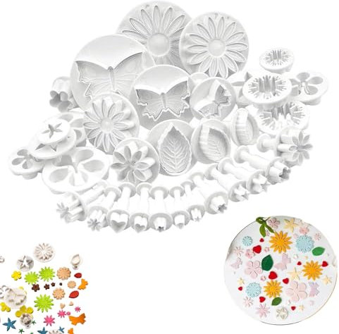 33 piezas Moldes para Fondant Flor Cortadores de Arcilla Set Cortador Galletas de Flores Mariposas Estrellas Forma de Corazón Hojas para Decorar
