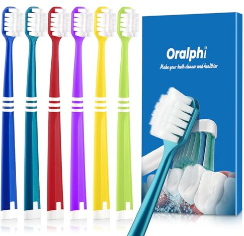 Oralphi - Spazzolino da denti extra morbido per gengive sensibili, spazzolino da denti a setole morbide a testa larga con 10000 filo interdentale morbido