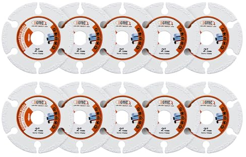 BGTEC Diamant-Metalltrennscheibe,10 Stück 50mm vakuumgelötete Trennscheibe Diamanttrennscheibe zum Schneiden von Hartmetall, Legierungen, Eisen, Edelstahl