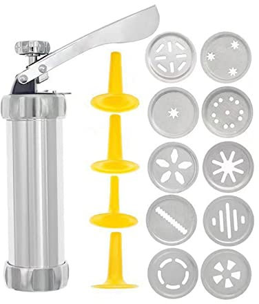 Presse à biscuits avec 10 disques décoratifs - Moule à gâteau - Seringue à dessert - Facile à utiliser