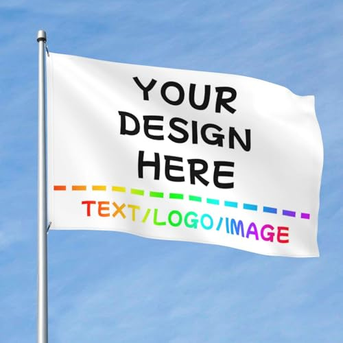 PRFELMG Personalisierte Flagge - Gestalten Sie Ihr eigenes Banner mit Text, Logo oder Foto, individuelles Geschenk für Garten, Festival, Party, Hof, Schild, 2x3 Ft, einseitig