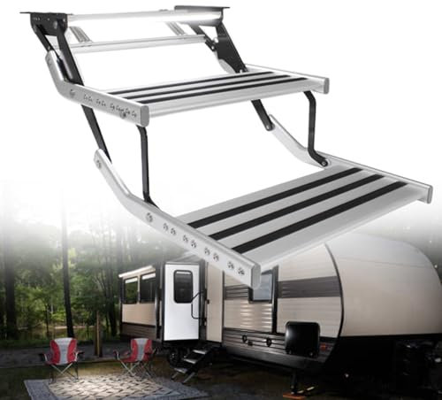 Lakenbroade Marche Pied Camping Car Caravane Escabeau Aluminium Retirez Manuellement Escabeau,2layers(Electric) LED