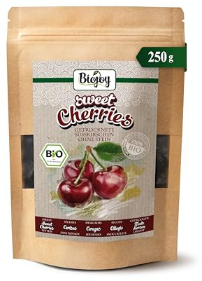 Biojoy BIO Ciliegie dolci essiccate, denocciolate, non solforate, 250 g | Intere, senza zuccheri aggiunti