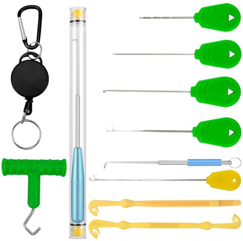 CiShow 12 STK Ködernadel Bohrer Werkzeug Set, Angelhaken Schnellentferner, Angeln Rigging Nadel, Angelhaken Entferner, Haken Entferner Angeln Magnetisch mit Aufbewahrungsrohr