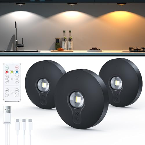 TRUMPETS Ricaricabile Luci Led Armadio con Telecomando, Luci Led Senza Filo, Funzione Temporizzazione, Luce Vetrina Senza Fili per Mobili da Cucina e Armadio per Armadio Vetrina