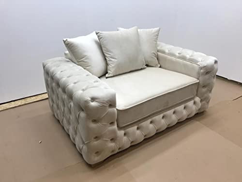 Lyxig modern gräddfärgad plysch sammet Chesterfield-soffa 1-sits hörnsoffa för vardagsrum utspridd soffa soffor och soffor