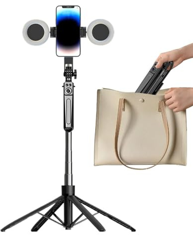 Selfie-stick stativ, telefonstativ - 71 tum lång selfiepinne för vlogging mobiltelefon med fjärrresekamerastativ och utdragbar för att ta på plats