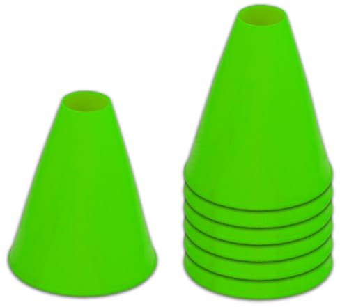 UvV 19 cm Große Fahrschul Pylonen für Fahrtraining Schulkegel - der Kegel ist 19cm hoch - als Set mit 7 Stück ohne Standfuß ideal für Motorrad (Keine Roller, Mofas) (Grün)