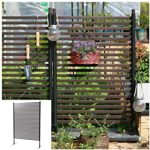 Sichtschutzwände Freistehend, Sichtschutzzaun aus Metall mit PE-Beschichtung for den Außenbereich, Dekorativer Sichtschutzzaun for Balkon, Terrasse, Rasen, Garten(90x120cm (35.43x47.24in))