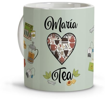 Taza te personalizada. Taza infusiones. Regalos originales para mujer. Tazas de te. Tazas originales para regalar. Regalos amigas. Detalles compañeros de trabajo. Caneca. Matcha verde. Chai latte