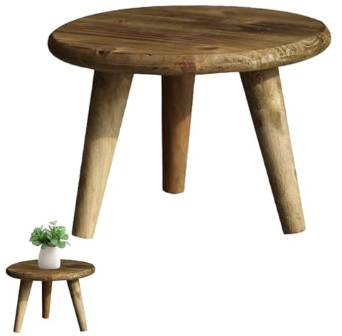 Obelunrp Pflanzenhocker, 9 Zoll rund Holz Pflanzständer, dekorativ kleiner Holzhocker für Blumentöpfe, Innenräume, Außen, Garten, Terrasse, Holz für Pflanzen