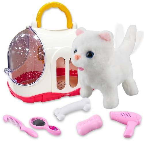 Fancysky Animaux Interactif Enfant, Chien Promener Jouet, Chien Interactif Jouet Enfant 3 Ans, Peluche Chien Qui Bouge, Peluches Animaux Interactifs, Interactif Électronique Chat Chien (Chaton)