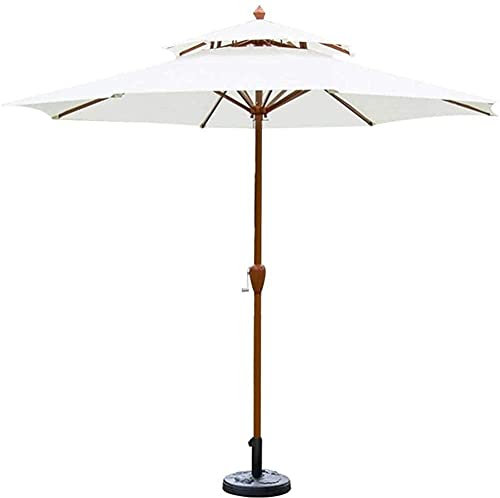 27 m runder Gartenschirm mit Kurbel – Outdoor-Sonnenschutz für Terrasse, Strand, Pool, UV-Schutz, kein Sockel erforderlich, Weiß