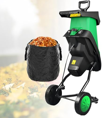 Nicvrea Biotrituratore Elettrico da Giardino, Trituratore di Foglie e Rami Multifunzionale da 2400 W con Sacco per Detriti, capacità di Taglio Massima di 40 Mm, Trituratore di Foglie