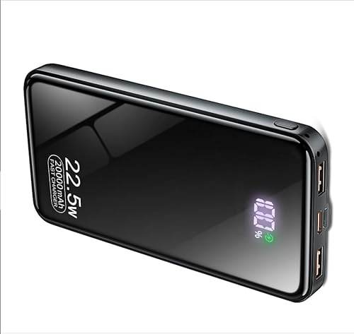 Solar Power Bank with 2 Foldable Solar Panels, 27000 mAh External Battery, 22.5 W Fast Portable Charger PD20W Supports USB-C Input and Output pour Smartphones Tablets Travel Camping Outdoor