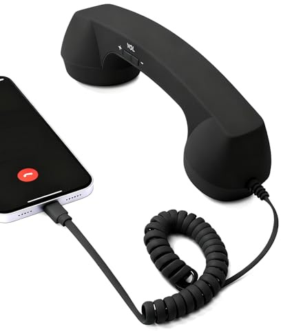 Genérico Auricular De Teléfono Retro – Receptor Celular Con Cable Tipo C | Adaptador De Teléfono Fijo Retro Portátil, Auricular De Para Teléfonos Inteligentes, Sonido Claro, Ideal Para Cabecer