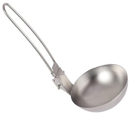 Cuillère à soupe pliable en métal - Louche de voyage légère en acier inoxydable, outil de service compact et résistant à la chaleur pour voyageurs avec sac à dos et sac de couchage,