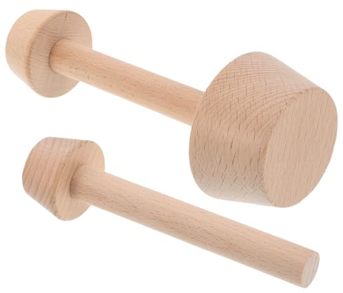 NUOBESTY Moldes para Tartaletas de Huevo Doble Punta Grande y Pequeño, Moldes para Hornear de Madera, Apisonadores Manuales para Repostería, Utensilios para Hornear en Casa, Juego 2 Piezas
