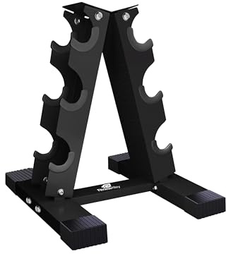 Fitness Alley Hantelablage aus Stahl - 3-stöckiger Gewichtshalter & Hantelständer - Hantelhalter - Hantelständer - Hantelablagen für Hanteln verschiedener Größen