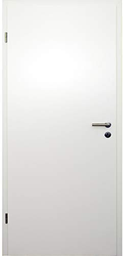 HORI Zimmertür Komplettset mit Zarge und Edelstahl Türdrücker I Innentür CPL Weiß I Größen und BB- oder WC-Schloss wählbar I 1985 x 860 x 180 mm I DIN links