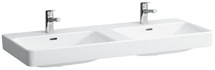 Laufen PRO S Doppelwaschtisch, 3 Hahnlöcher, mit Überlauf, 1200x460, weiß, Farbe: Weiß mit LCC - H8149664001081