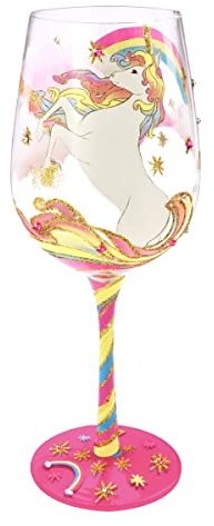 NymphFable Weinglas Handbemalte Einhorn Regenbogen Rotweingläser 15 oz Neuheit Geschenk für Geburtstage, Hochzeiten, Valentinstag
