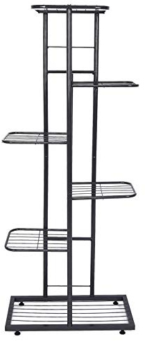 Stand di Piante, Mensola per piante a 6 strati, espositore per fiori in vaso in metallo Supporto per piante decorativo Scala multifunzionale per balcone da giardino Può contenere 7 vasi (Grigio scuro)