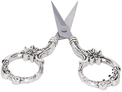 Vintage European Style Nähschere 3,5 Zoll, Stickschere Craft Scissors DIY Werkzeuge für Handarbeiten, Nähen, Kunstwerk(Silber)