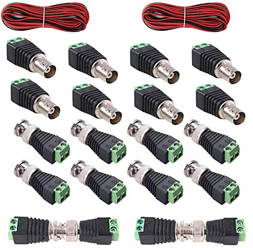 RUNCCI-YUN 10 Pezzi Connettore BNC Maschio Femmina,Connettore BNC Balun per Telecamere di Sorveglianza CCTV Coassiale/Cat5/Cat6