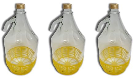 FERROELETTRA Damigiana Vetro 5 Litri - Bottiglia con Chiusura a Vite per Olio e Vino, 3 Pezzi
