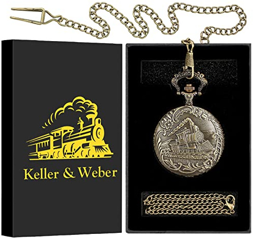 Relojes de Bolsillo Vintage con Locomotora de Vapor para Hombres, Reloj de Bolsillo con Cadena, Regalos de Tren de Vapor para Hombres, Papá, Regalos de Cumpleaños