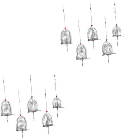 INOOMP 2 Set da 5 Pezzi Piccolo Porta Esche da Pesca in Acciaio Inossidabile con Coperchio A Molla Rosso Gabbie da 5 Pezzi*2