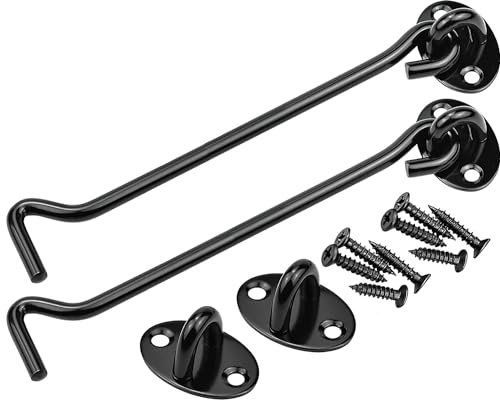 Litensh 2 chiusure a gancio per porta da fienile, gancio e chiusura a occhiello, ganci per cabina e serratura a occhiello, gancio girevole per finestra per porta scorrevole, camera da letto, bagno