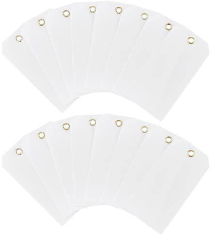 HOBBIESAY 100 Stück PVC Preisschilder Mit Metallöse Weiß Blanko Wasserdicht Gepäckanhänger Papier Geschenkmarkierung Aufgereihte Etiketten Für Schmuck Kleidung Heimwerkerarbeiten Loch: 5mm