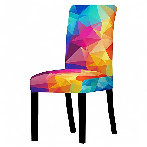 Stuhlhussen Bunte Geometrie Stuhlüberzug Spandex Stuhlhussen Schwingstühle Stuhlbezug Waschbar Stuhl überzug Abnehmbare Stuhlbezüge mit Gummiband Hussen für Stühle Stuhlhussen 2er Set