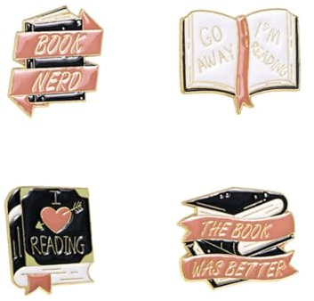 Sunruchao Coffret cadeau pour amateurs de livres - Épingles, broches, badges et sac à dos - Décoration de vêtements