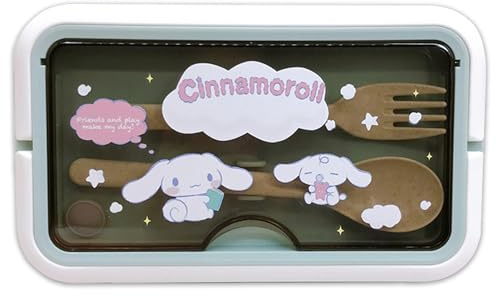 Roffatide Cartoon Cute Printed All-in-One Bento Boxes with Handle Kawaii 4-Point Lock Type Lunch Box Containers for Food Fruit Snack