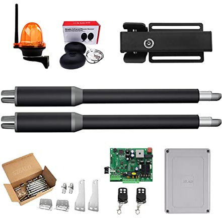 Kit apri cancello 200 kg automatico doppio braccio elettrico motore operatore porta a battente, apriporta a battente per controllo accessi vialetto