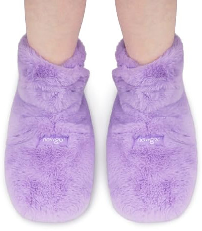 NEWGO Microwavable Booties and Feet Warmers, Heating Pad for Foot Deep-penetrating Heat Therapy for Cold Feet, Relieving Stiffness, Sore Muscles, Plantar Fascitis (Purple)