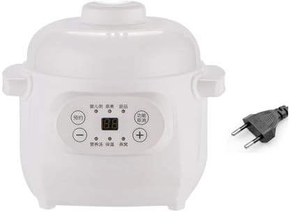 Marmite électrique 1 L 200 W avec doublure en céramique, cuisinière polyvalente avec minuterie de réservation, maintien au chaud, cuiseur vapeur de cuisine pour bouillie, soupe de